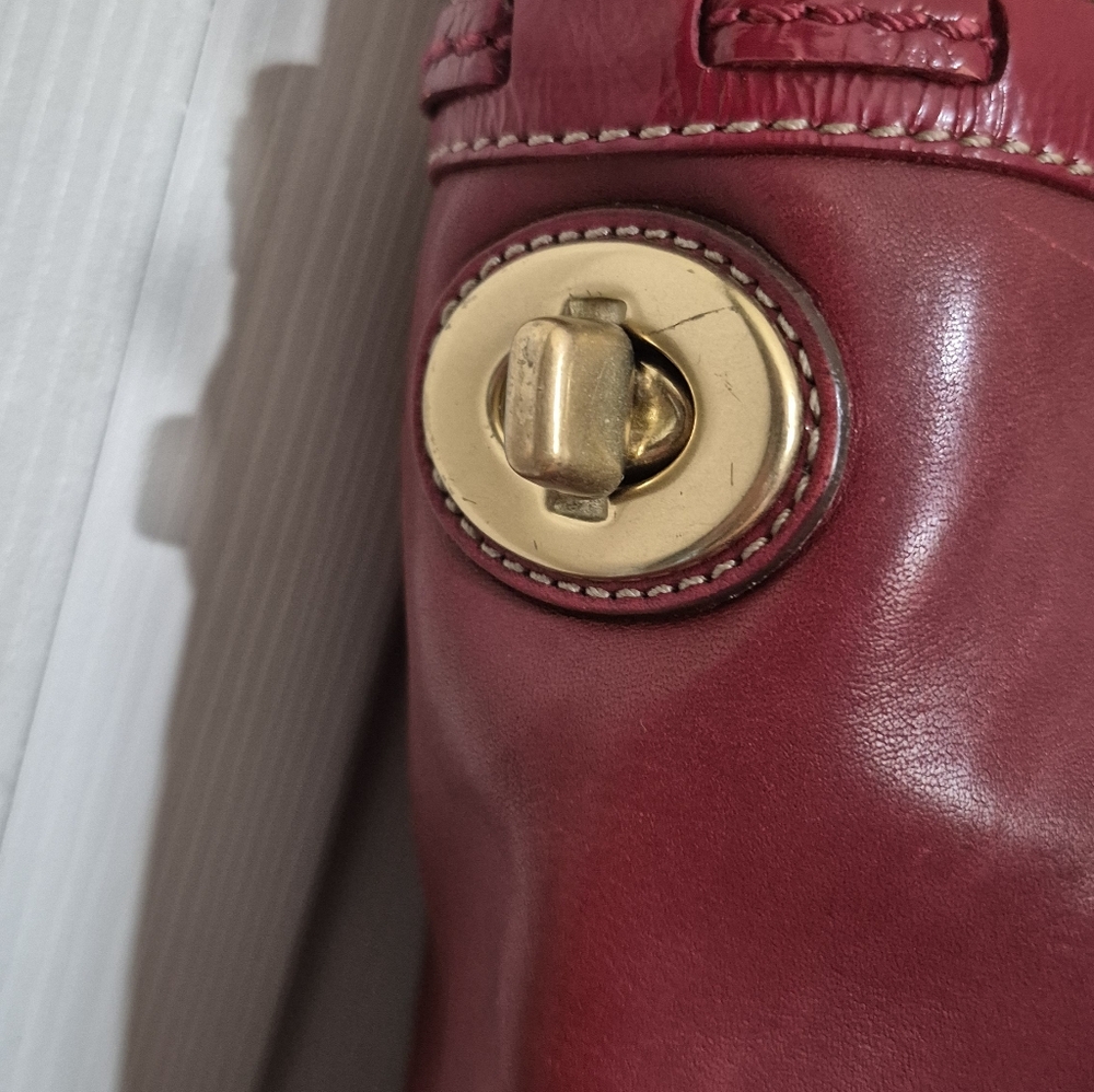 Coach Burgundy Red Leather Carryall Gallery Tote With Gold Hardward 2007 - Picture 6 of 16